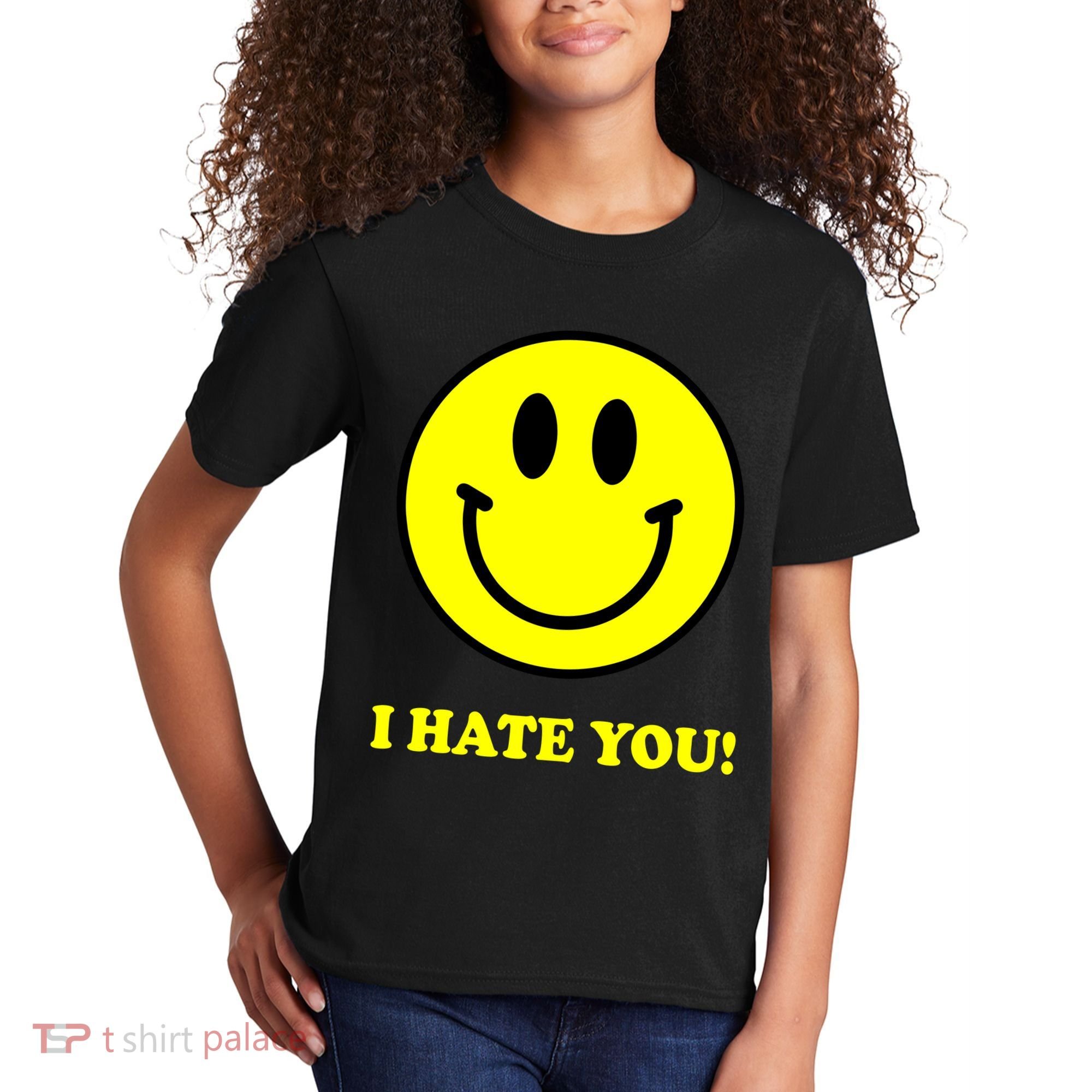 I Hate You Funny Smiley Face Emoji Kids T-Shirt
