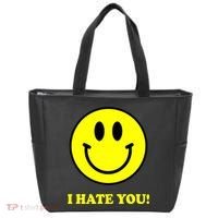 I Hate You Funny Smiley Face Emoji Tote Bag thumb 0