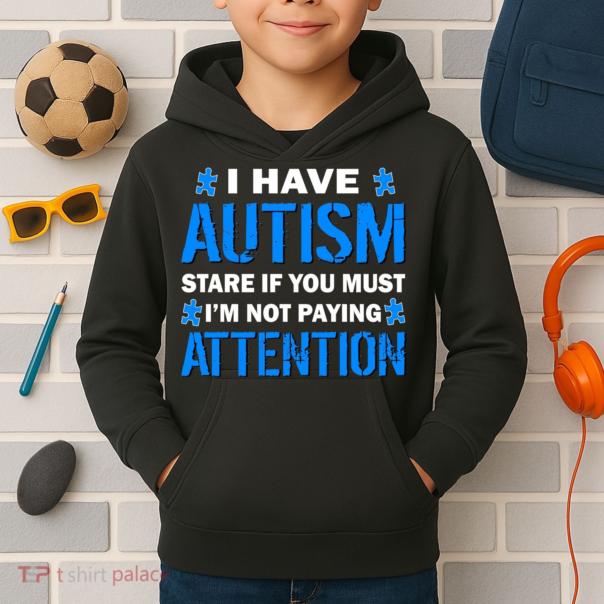 I Have Autism Stare If You Must Not Paying Attention Kids Hoodie