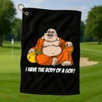 I Have The Body Of A God Golf Towel thumb 1