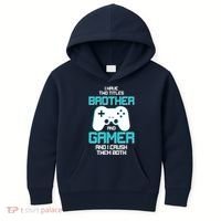 I Have Two Titles Brother Gamer And I Crush Them Both Kids Hoodie thumb 0