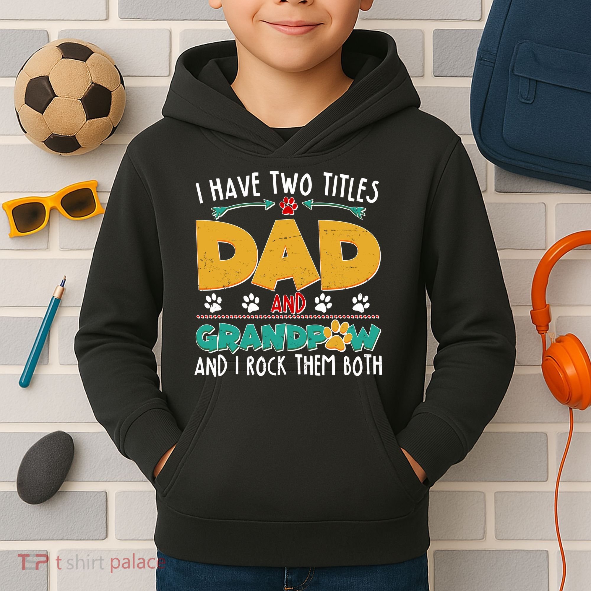 I Have Two Titles Dad And Grandpaw Kids Hoodie