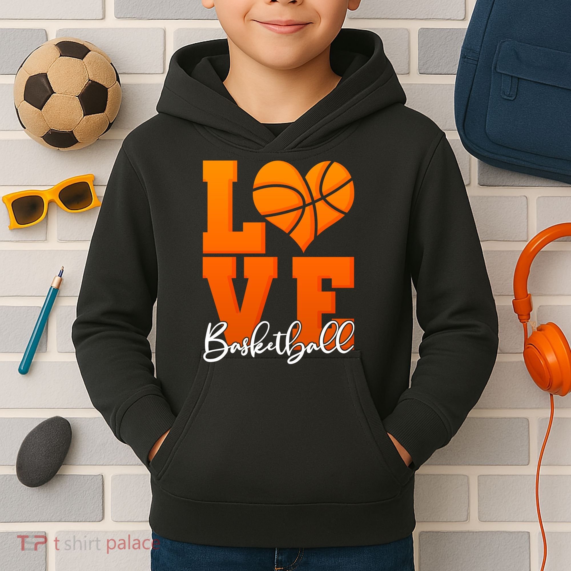 I Heart Basketball Kids Hoodie