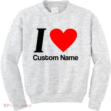 I Heart Custom Name Text Personalize Kids Sweatshirt