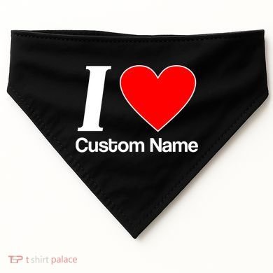 I Heart Custom Name Text Personalize USA-Made Doggie Bandana