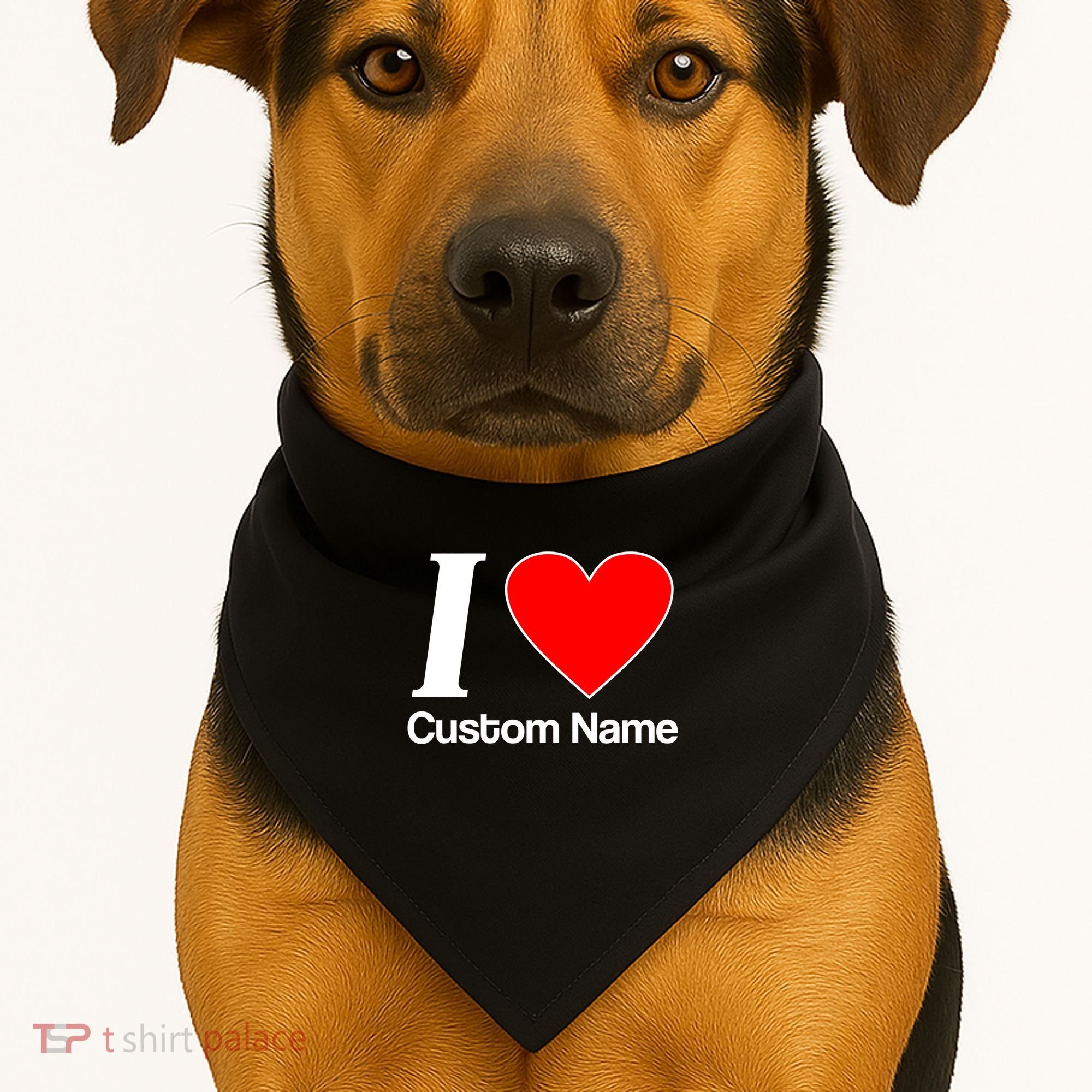 I Heart Custom Name Text Personalize USA-Made Doggie Bandana
