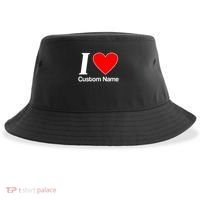 I Heart Custom Name Text Personalize Sustainable Bucket Hat thumb 0