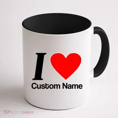 I Heart Custom Name Text Personalize Coffee Mug back