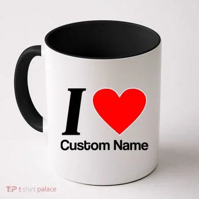 I Heart Custom Name Text Personalize Coffee Mug