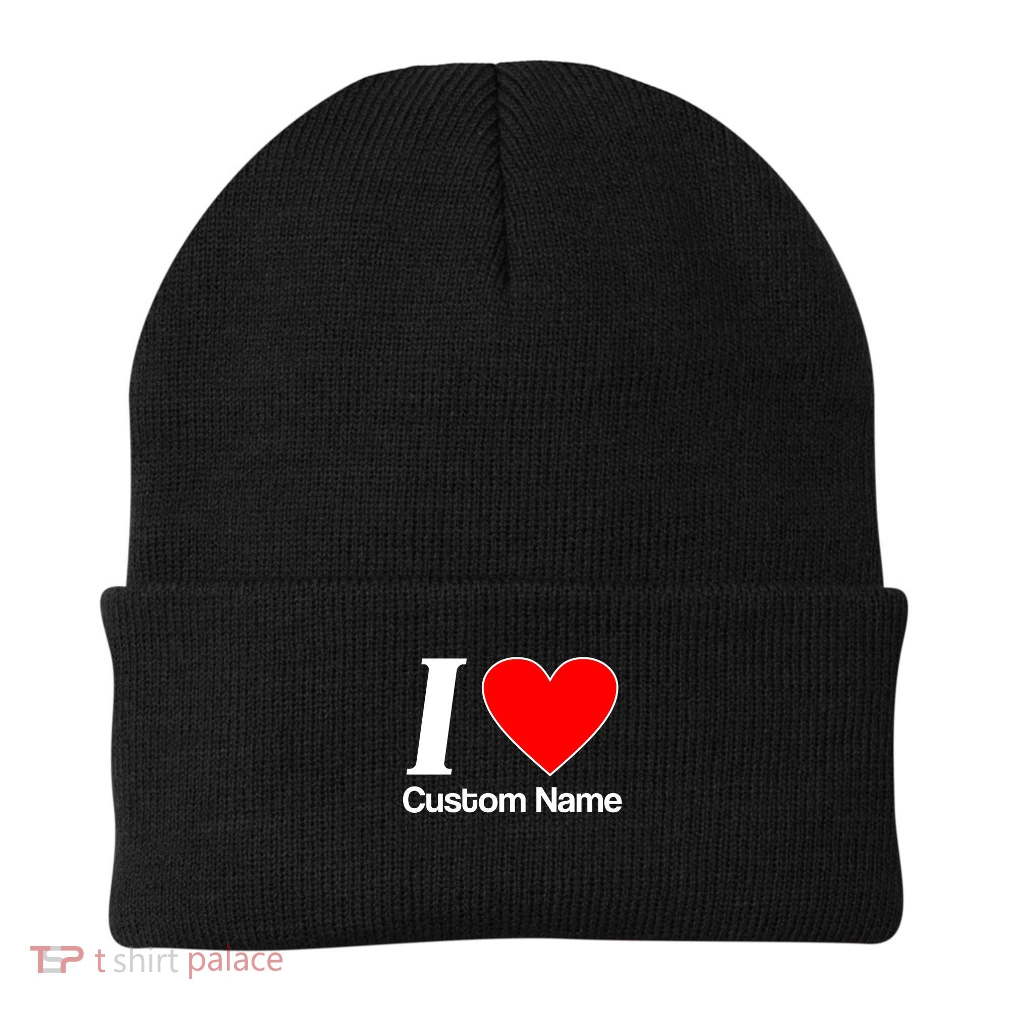 I Heart Custom Name Text Personalize Beanie