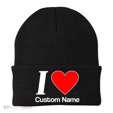 I Heart Custom Name Text Personalize Beanie