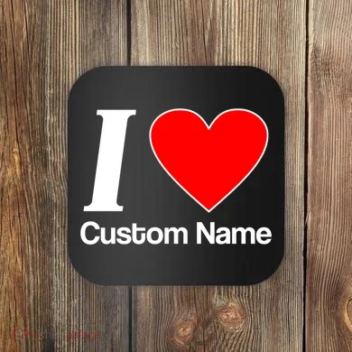 I Heart Custom Name Text Personalize Coaster