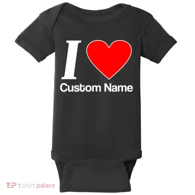 I Heart Custom Name Text Personalize Baby Bodysuit
