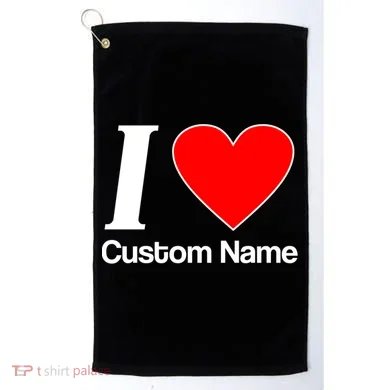 I Heart Custom Name Text Personalize Golf Towel