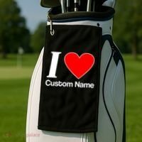 I Heart Custom Name Text Personalize Golf Towel thumb 2