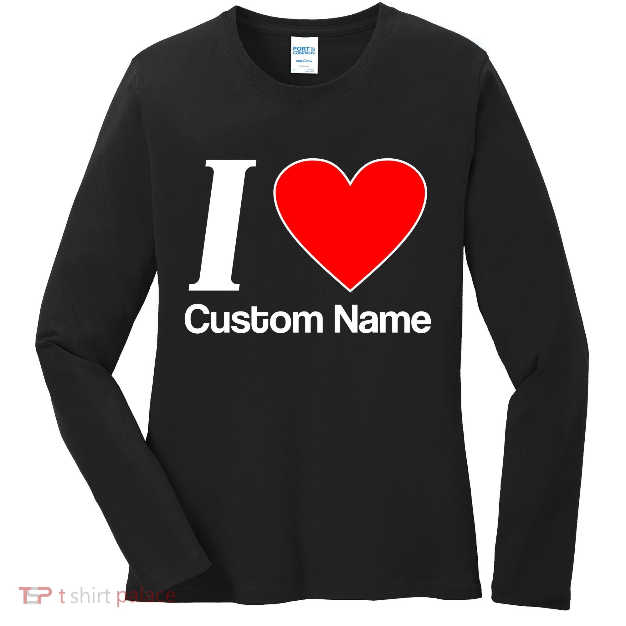 I Heart Custom Name Text Personalize Women's Long Sleeve Shirt