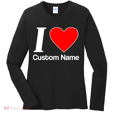 I Heart Custom Name Text Personalize Women's Long Sleeve Shirt