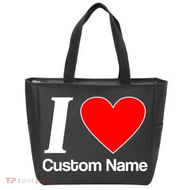 I Heart Custom Name Text Personalize Tote Bag