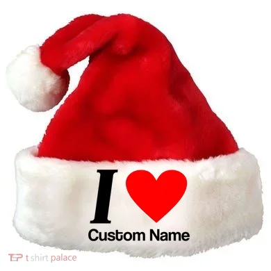 I Heart Custom Name Text Personalize Santa Hat