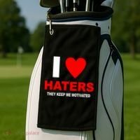 I Heart Haters Golf Towel thumb 2