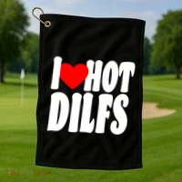 I Heart Hot Dilfs Golf Towel thumb 1
