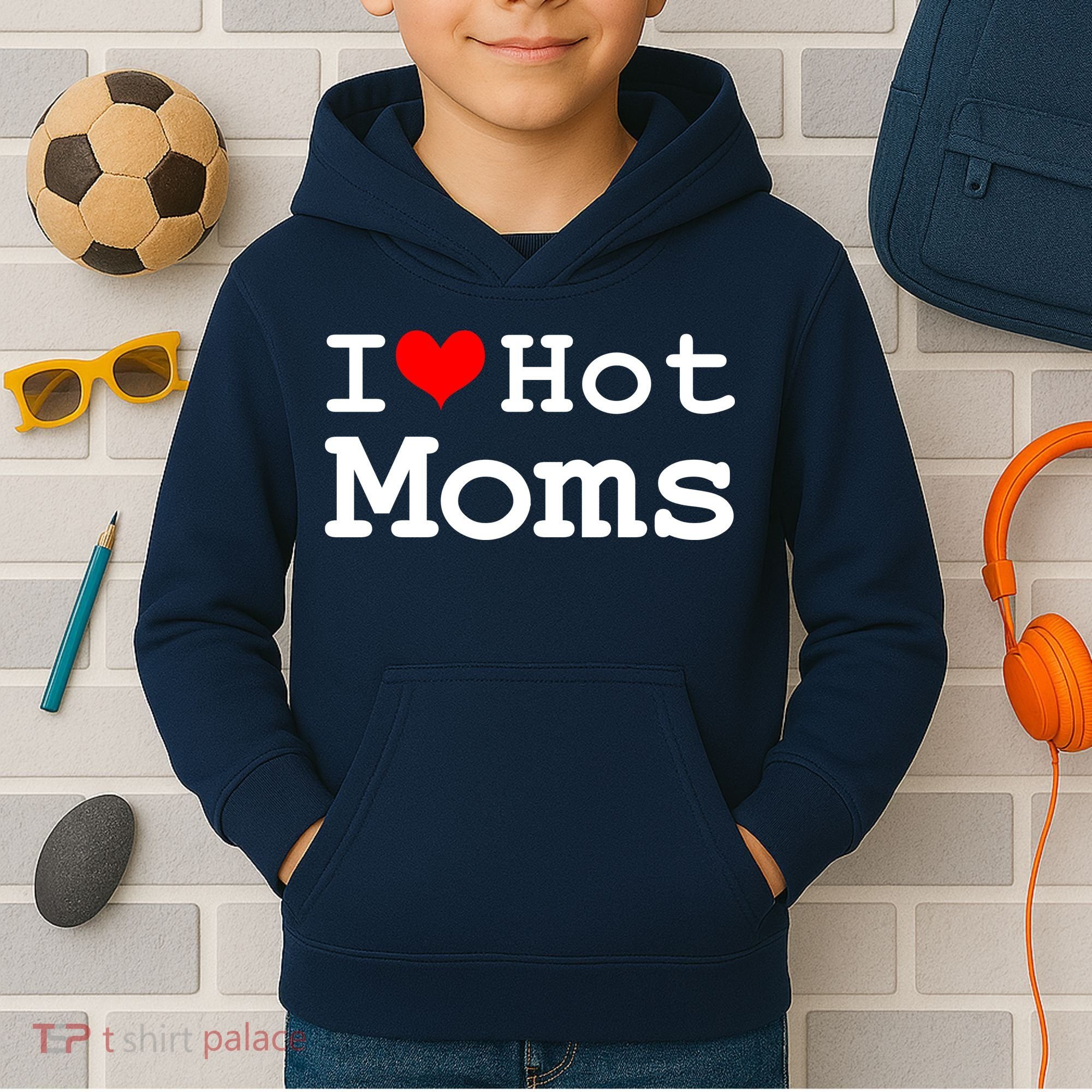 I Heart Hot Moms Kids Hoodie