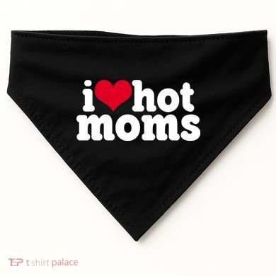 I Heart Hot Moms Funny Meme USA-Made Doggie Bandana