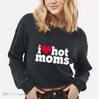 I Heart Hot Moms Funny Meme Cropped Pullover Crew thumb 2