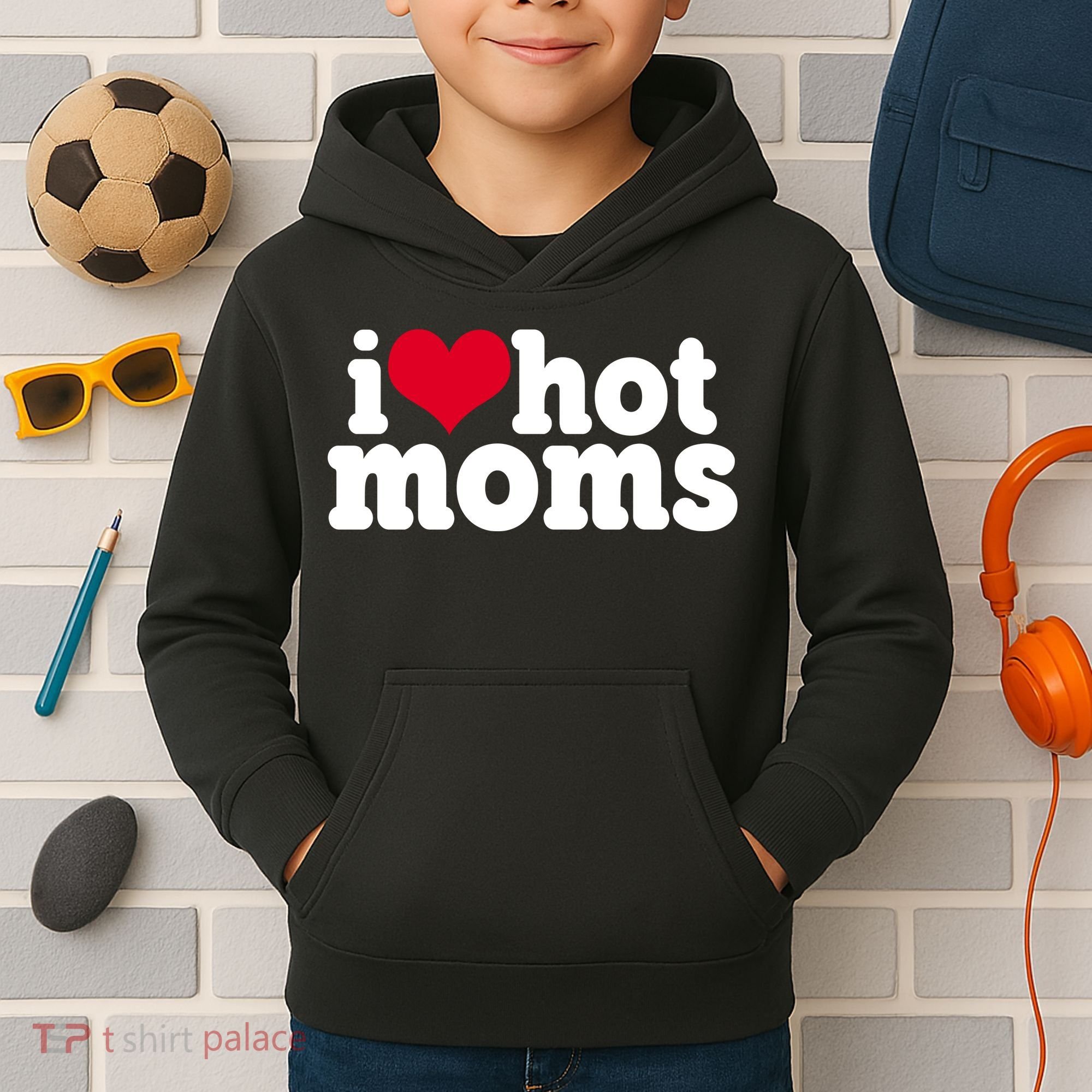 I Heart Hot Moms Funny Meme Kids Hoodie