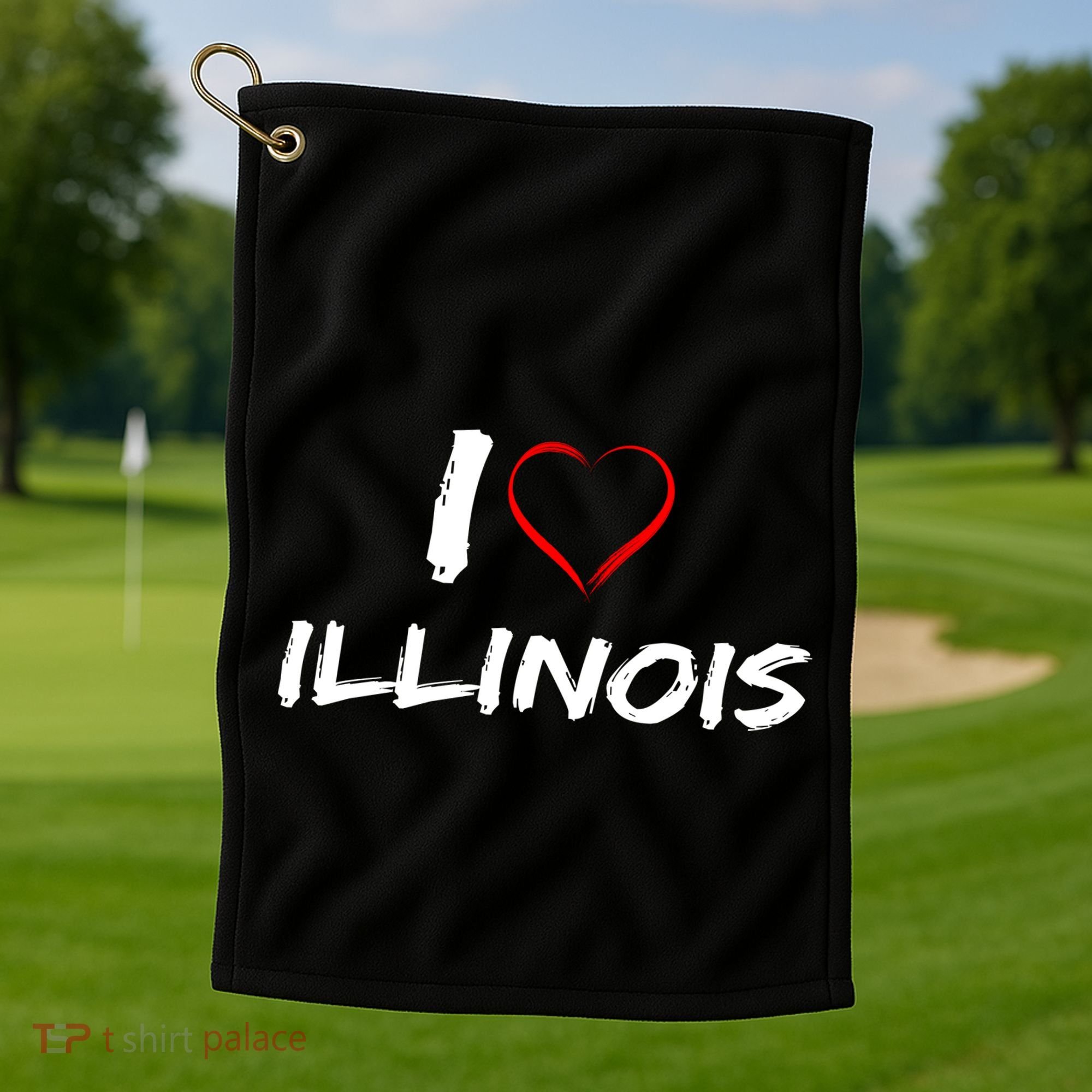 I Heart Illinois  Golf Towel