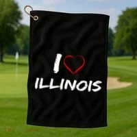 I Heart Illinois  Golf Towel thumb 1