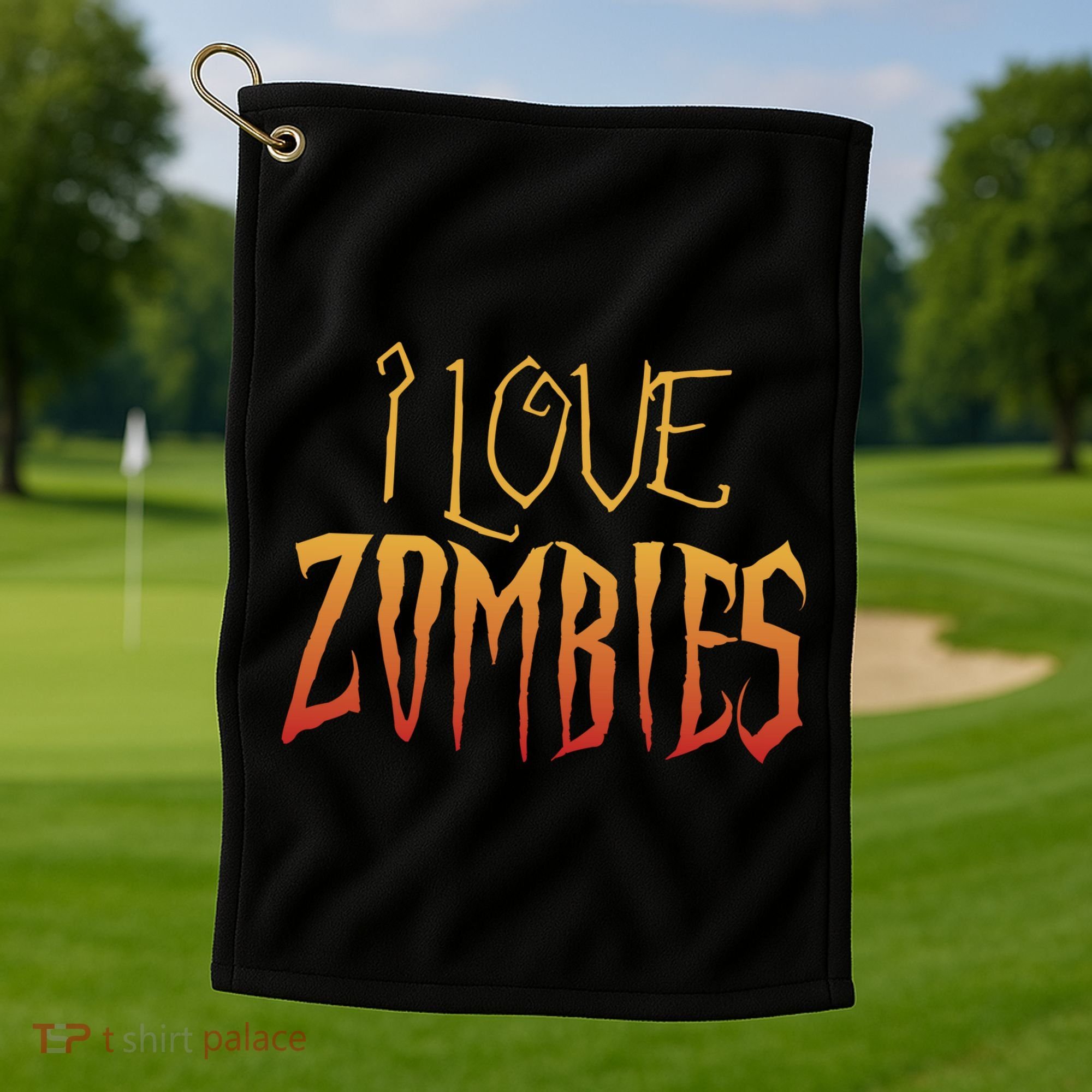 I Heart love Zombies Golf Towel