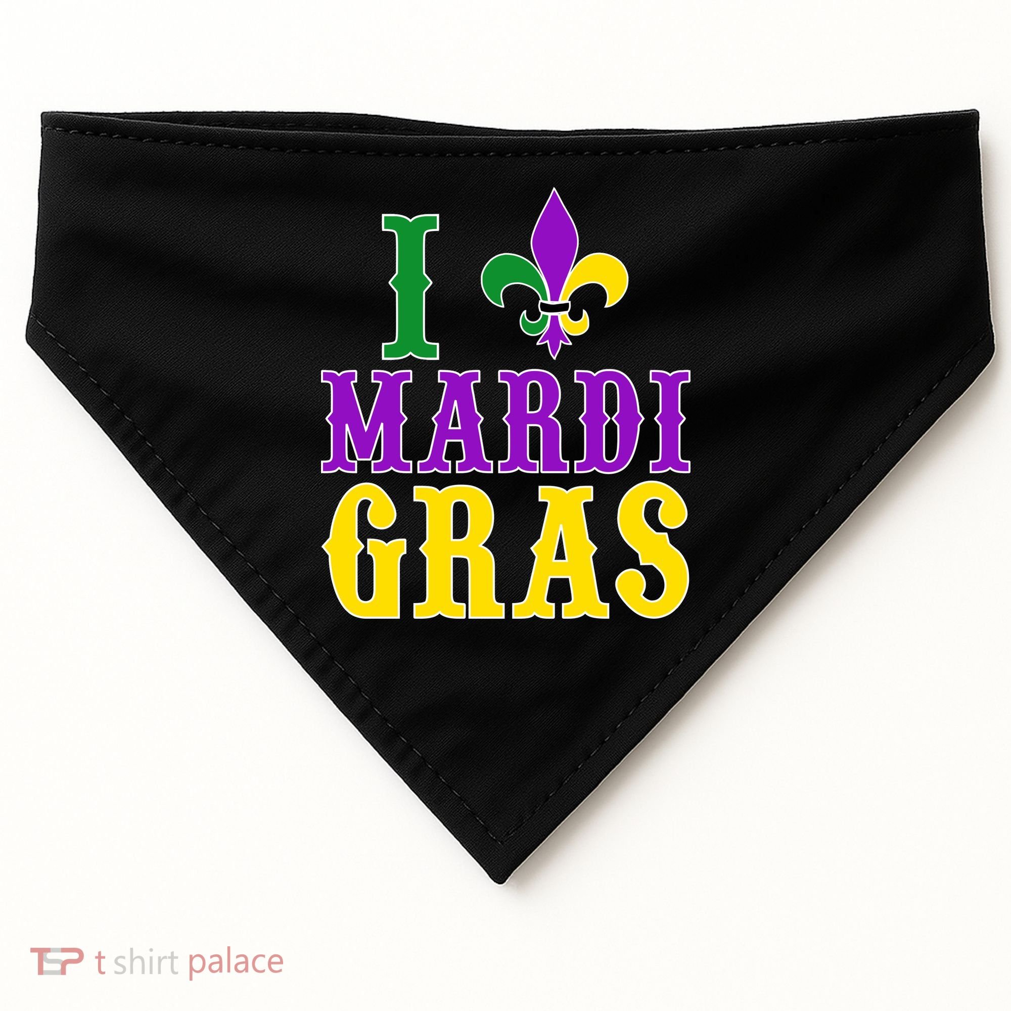 I Heart Mardi Gras USA-Made Doggie Bandana