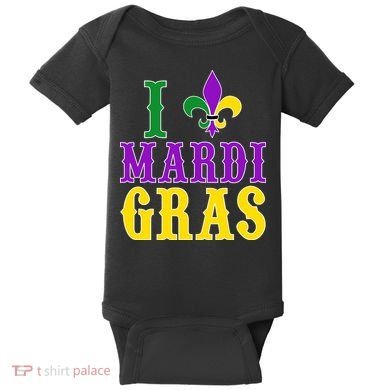 I Heart Mardi Gras Baby Bodysuit