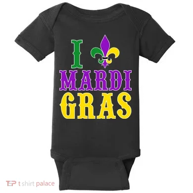 I Heart Mardi Gras Baby Bodysuit