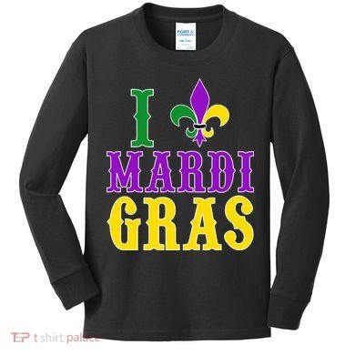 I Heart Mardi Gras Kids Long Sleeve Shirt