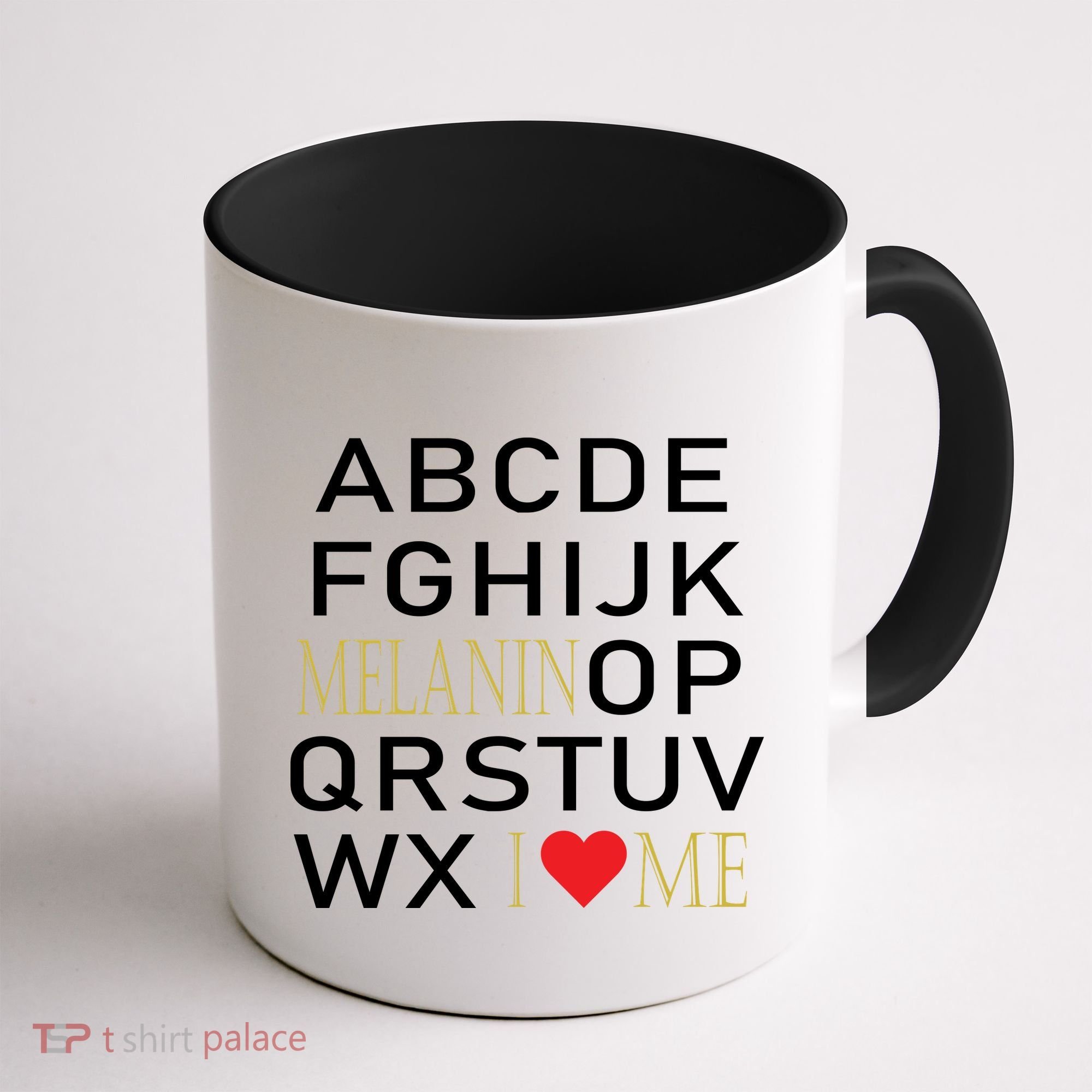 I Heart Melanin Alphabet  Coffee Mug