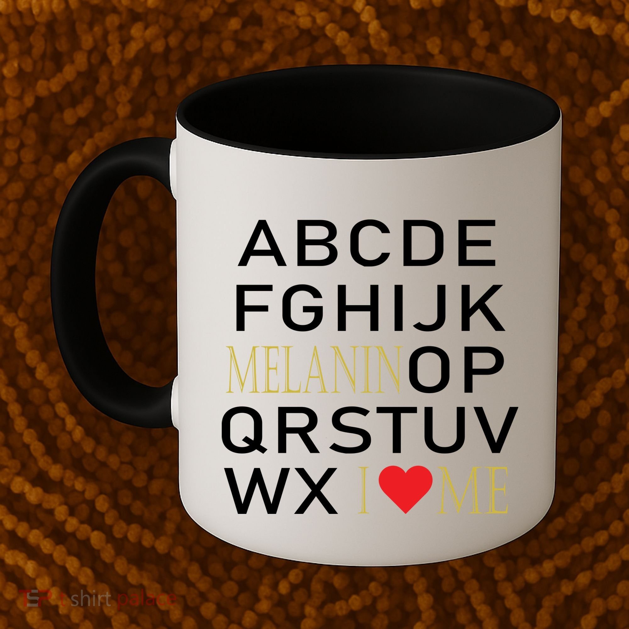 I Heart Melanin Alphabet  Coffee Mug