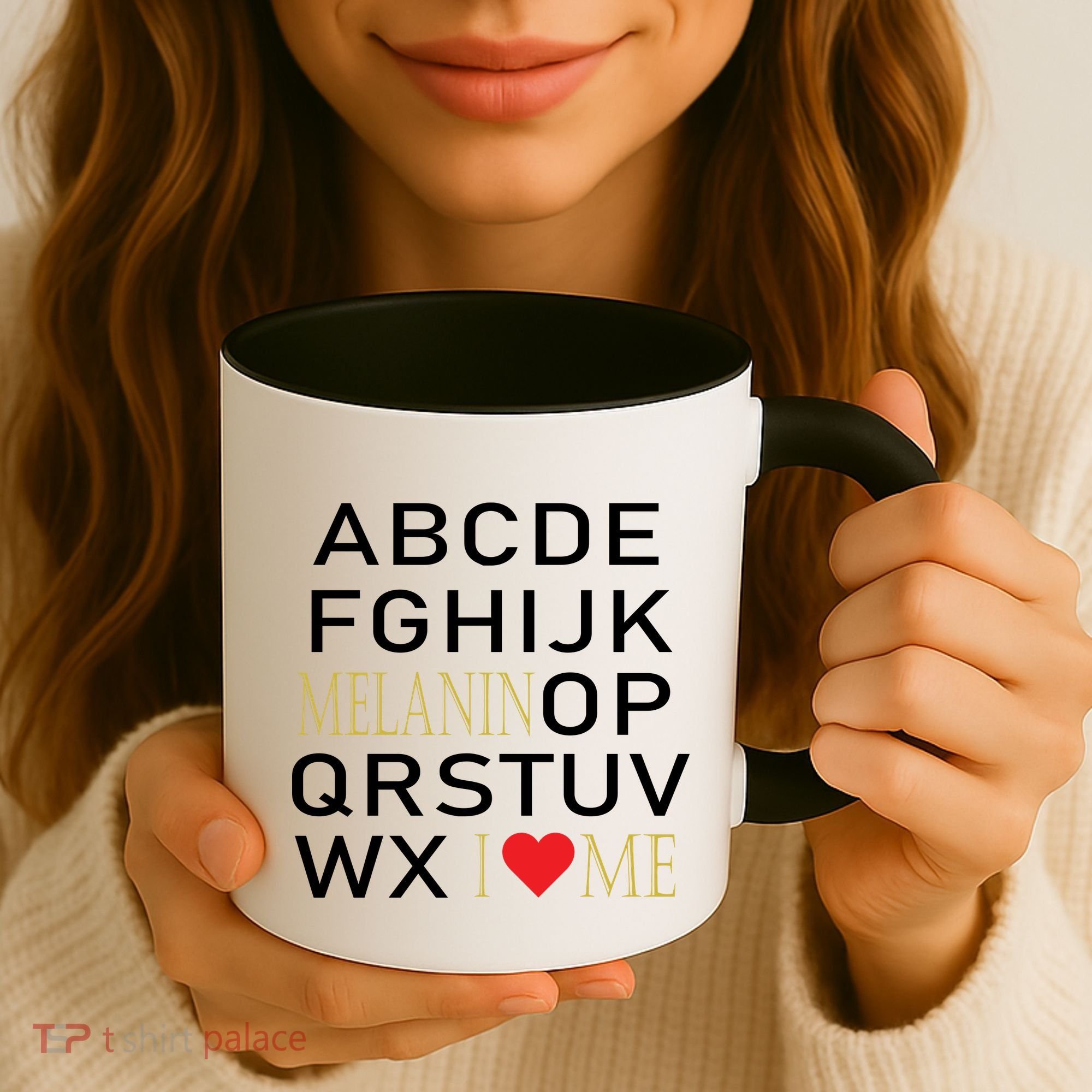I Heart Melanin Alphabet  Coffee Mug
