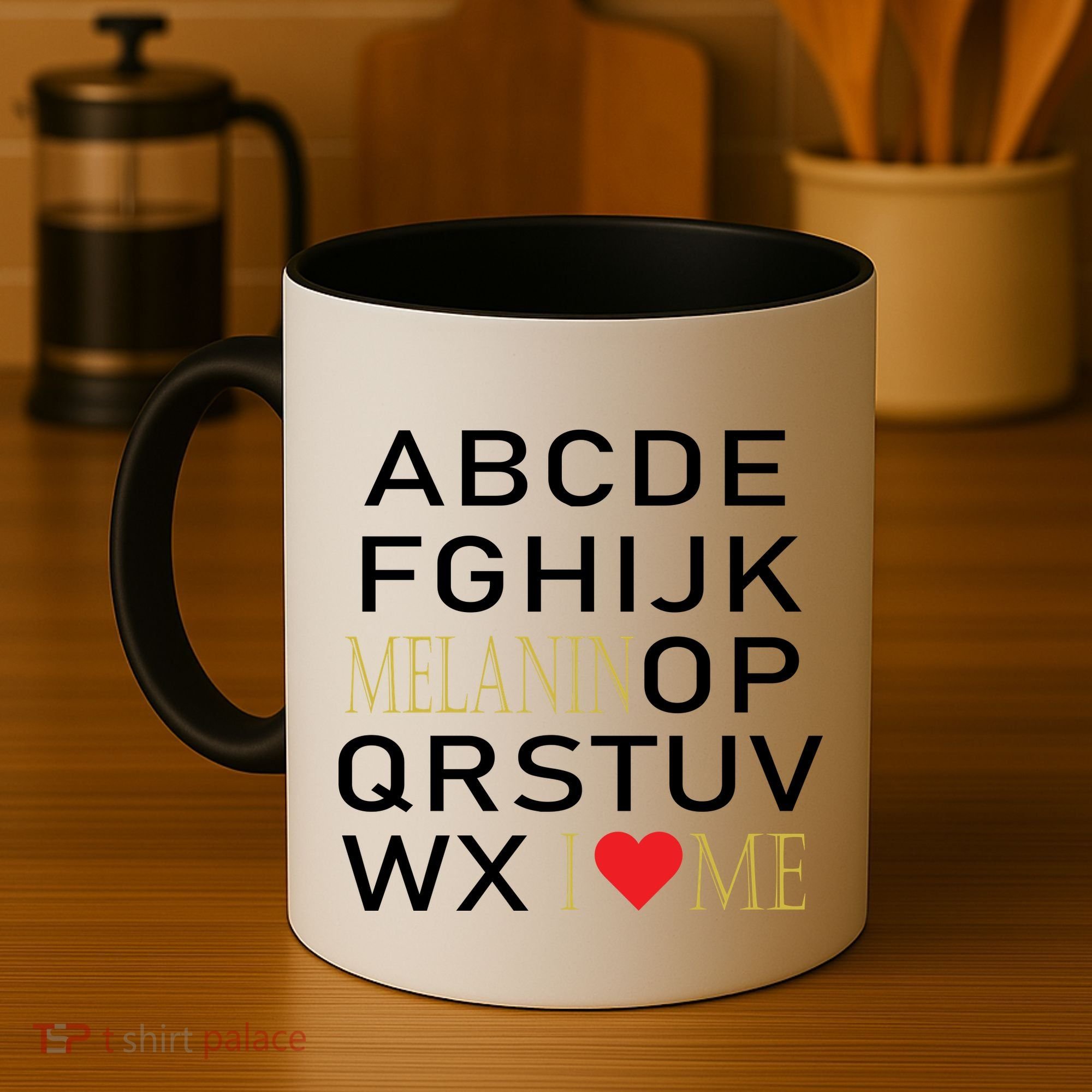 I Heart Melanin Alphabet  Coffee Mug
