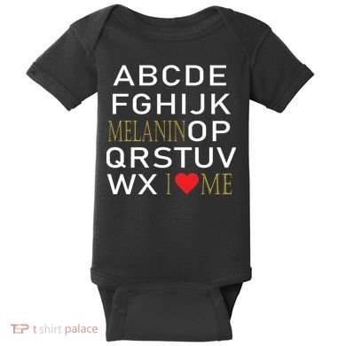 I Heart Melanin Alphabet  Baby Bodysuit