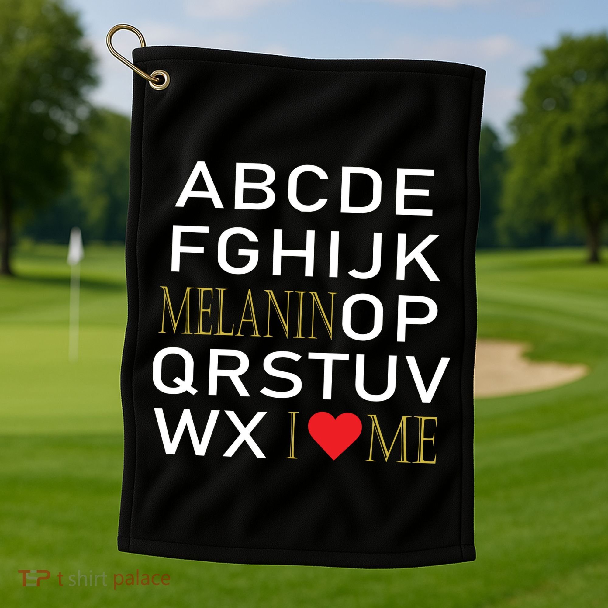I Heart Melanin Alphabet  Golf Towel