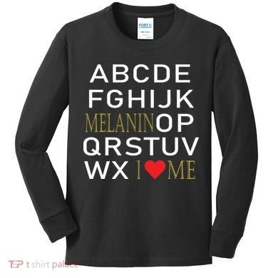 I Heart Melanin Alphabet  Kids Long Sleeve Shirt
