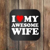 I Heart My Awesome Wife Coaster thumb 0