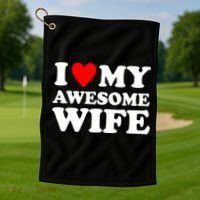 I Heart My Awesome Wife Golf Towel thumb 1