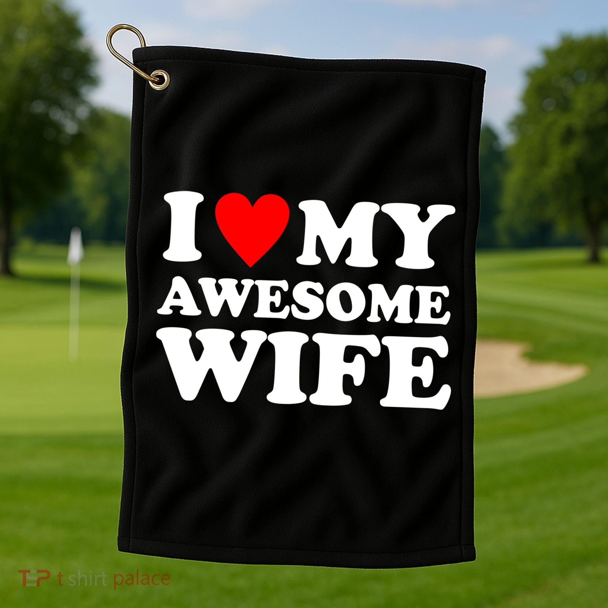 I Heart My Awesome Wife Golf Towel