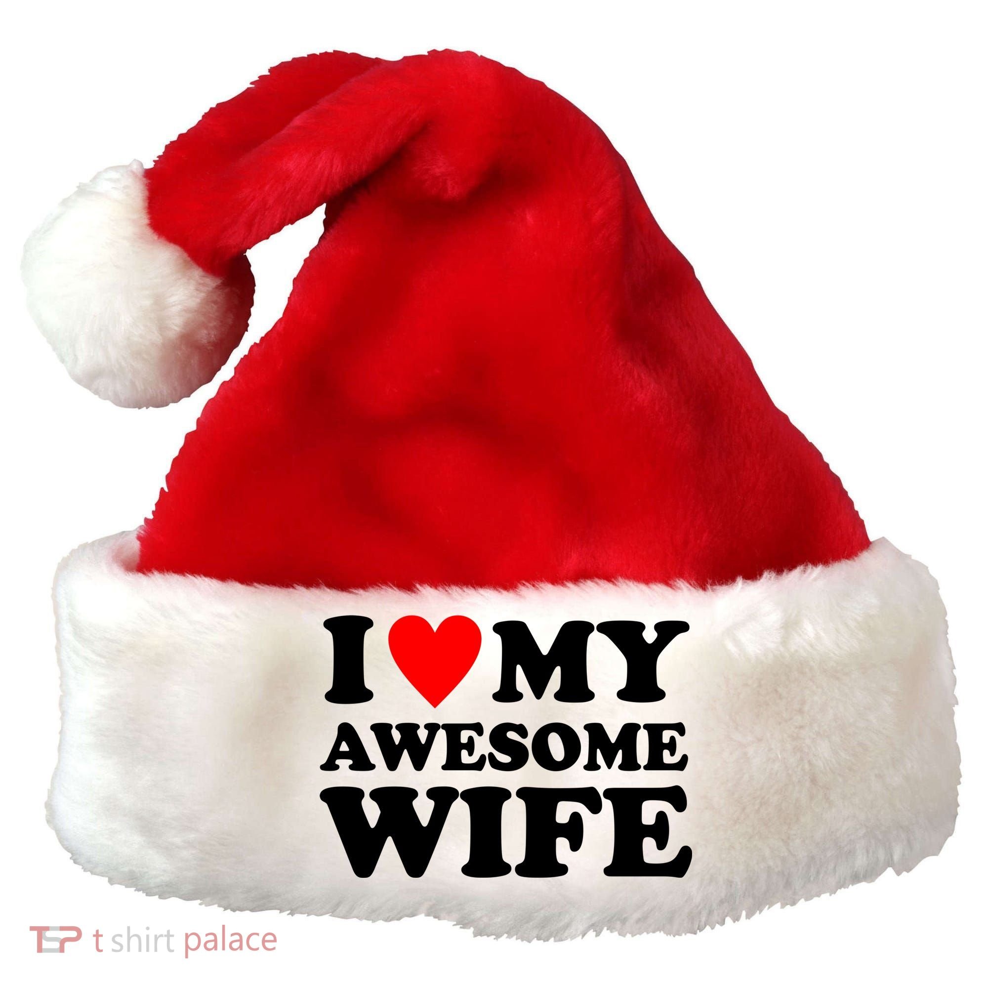 I Heart My Awesome Wife Santa Hat