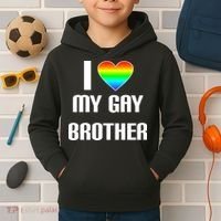 I Heart My Gay Brother Kids Hoodie thumb 2