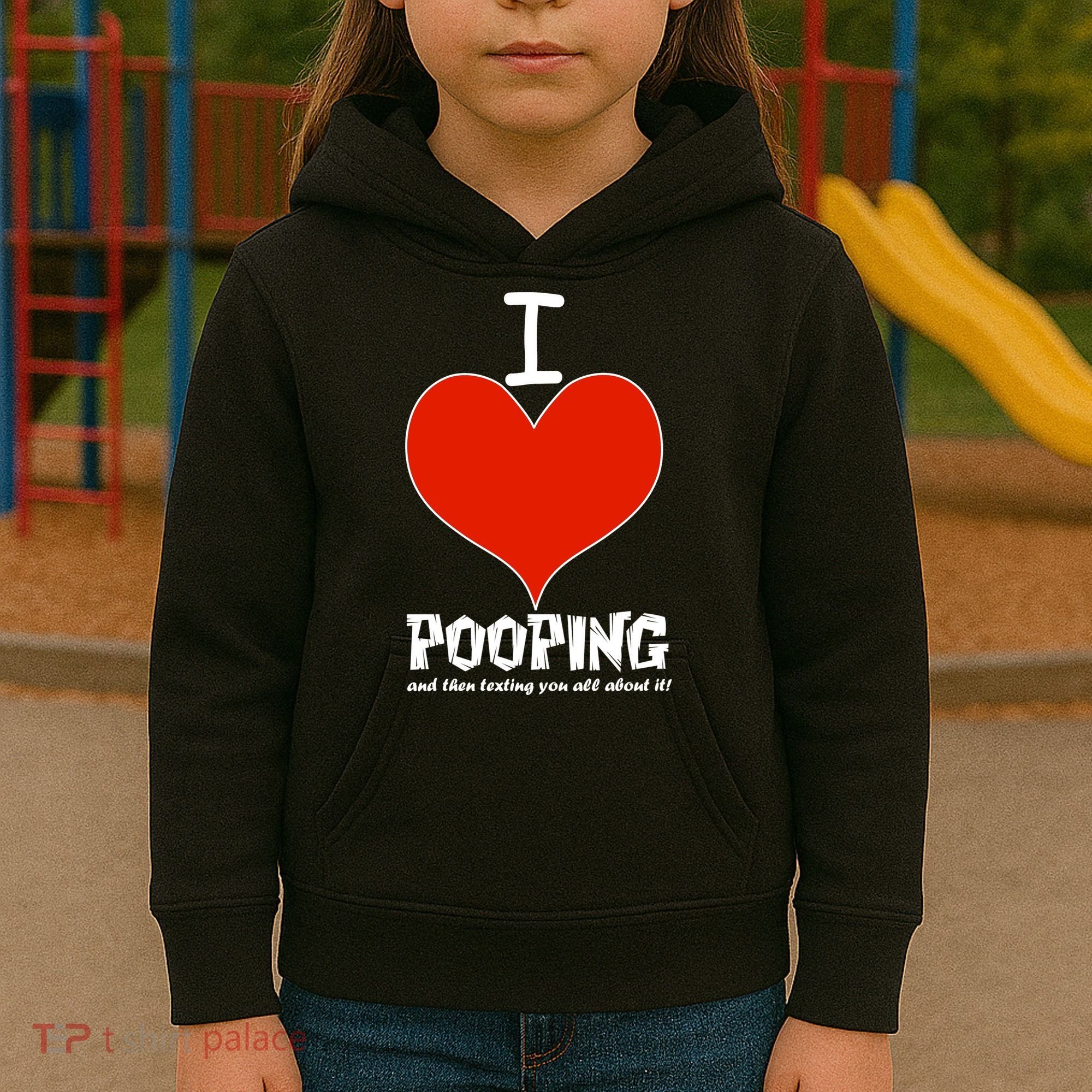 I Heart Pooping and Texting Kids Hoodie