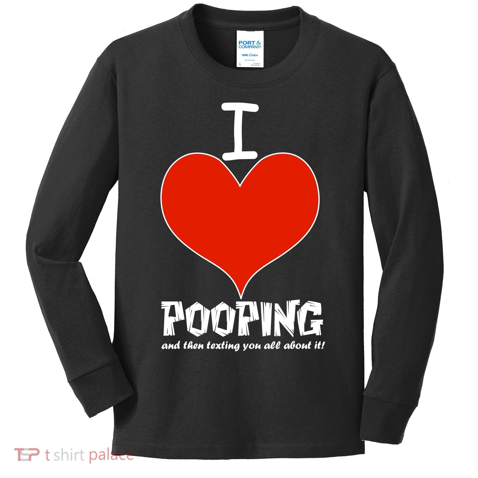 I Heart Pooping and Texting Kids Long Sleeve Shirt